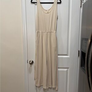 Tyche Cream Ribbed Knit Jumpsuit Medium VICI